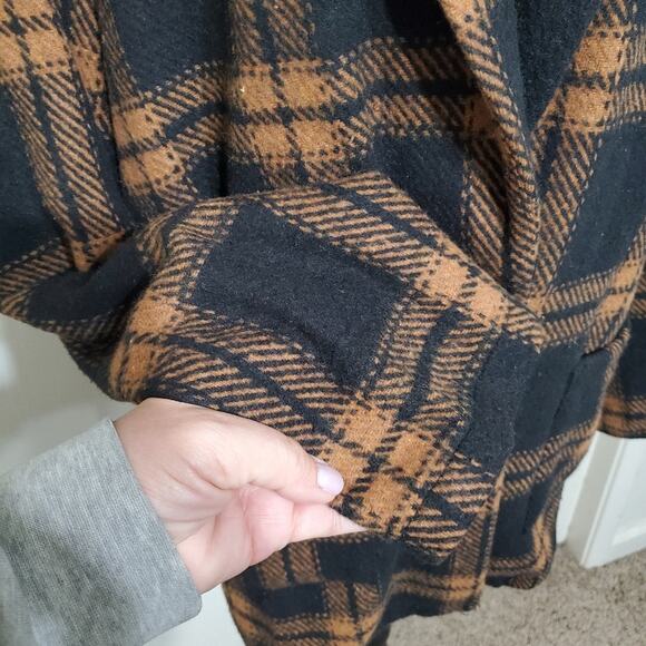 Chocolate U.S.A. Brown Black Plaid Shacket Blazer Coat Jacket Size Large - Picture 7 of 10
